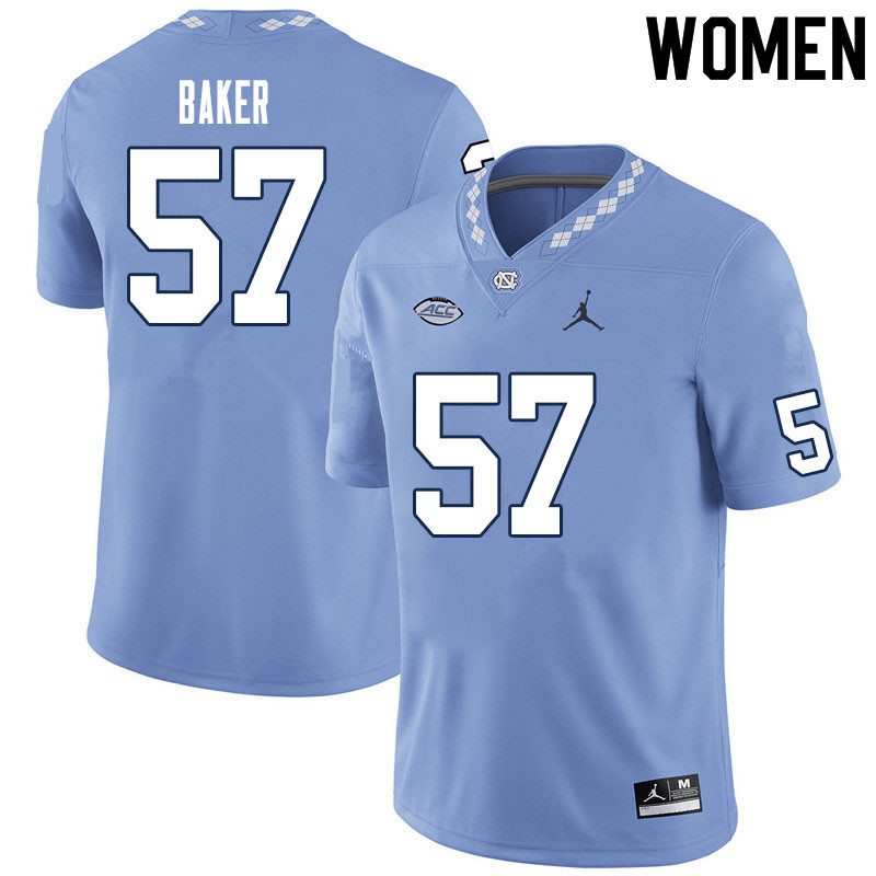 Women #57 Cayden Baker North Carolina Tar Heels College Football Jerseys Sale-Carolina Blue